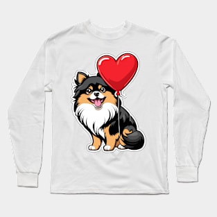 Pomeranian Heart Balloon - Valentines Day Long Sleeve T-Shirt